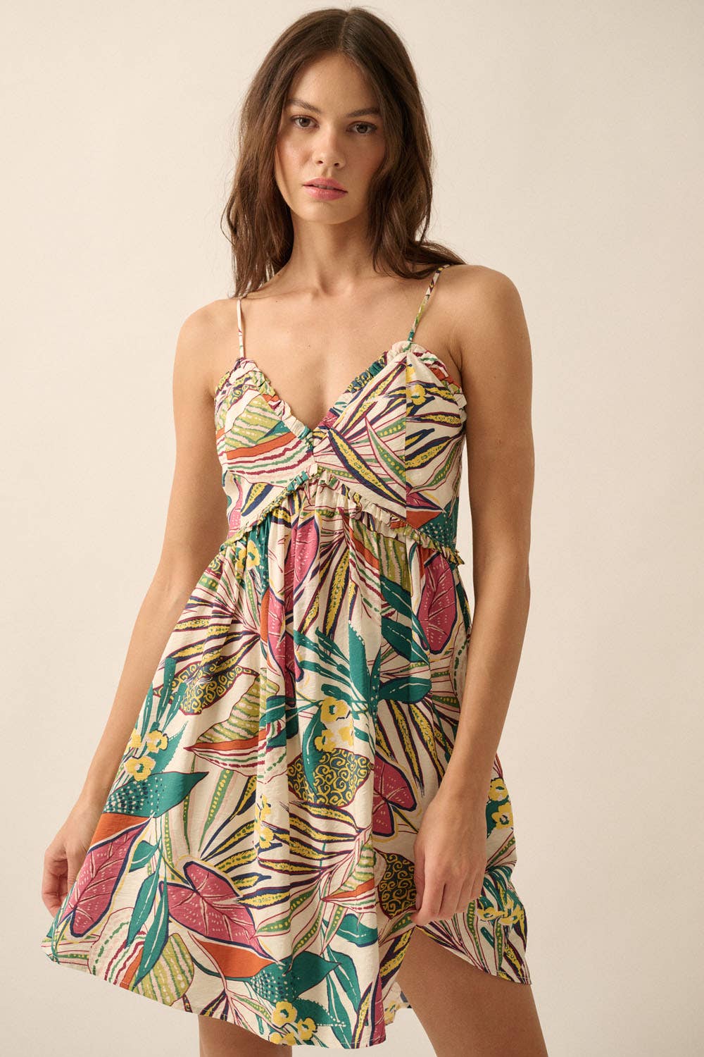 Tropical Mini Dress Cream / S Tropical Mini Dress Cream / S