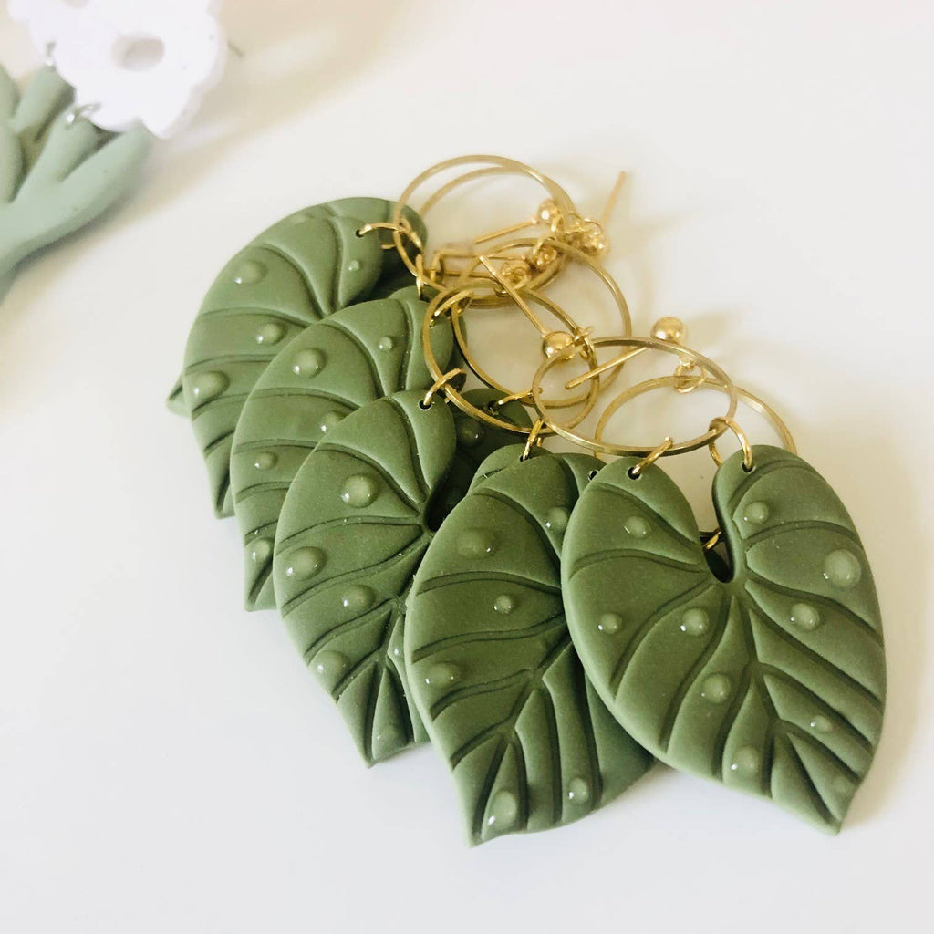 Philodendron Clay Earrings