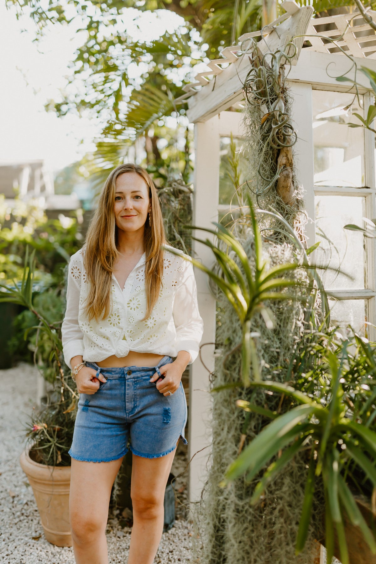 Eyelet Button Down Shirt