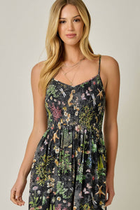 Botanical Gauze Smock Dress