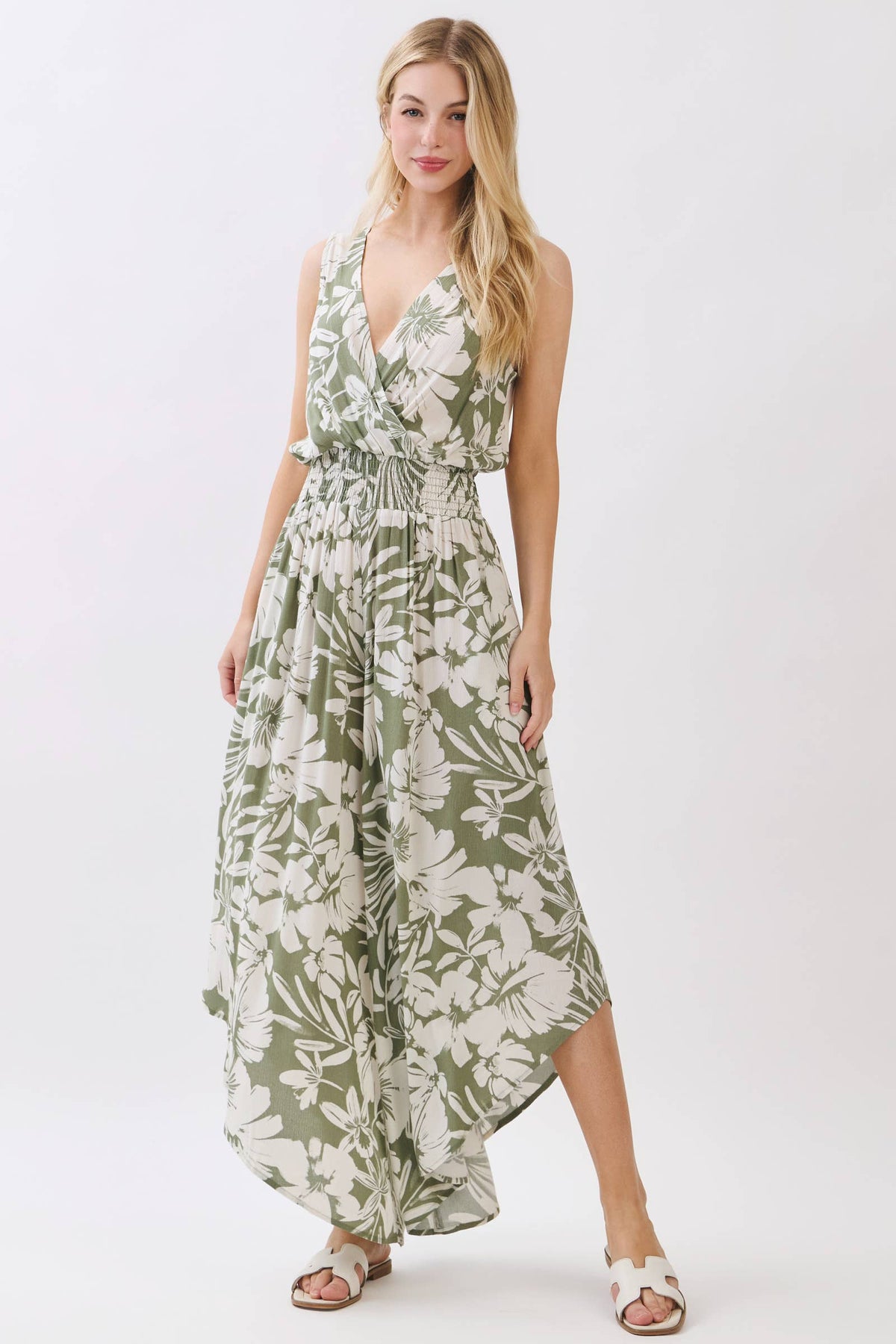 Olive Botanical Jumpsuit