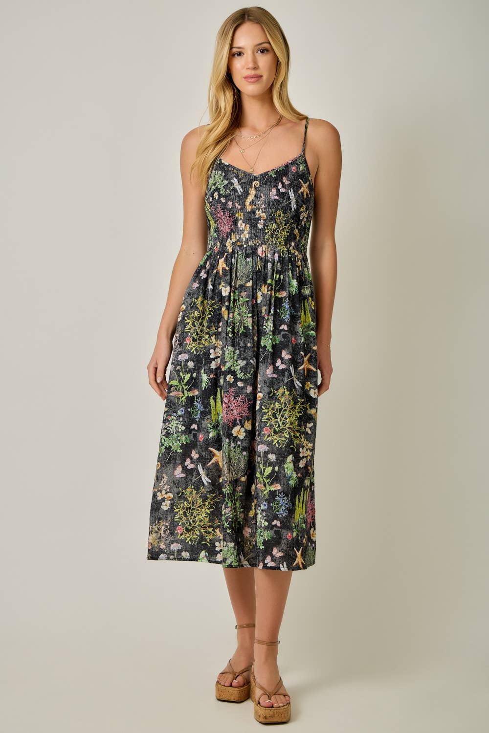Botanical Gauze Smock Dress