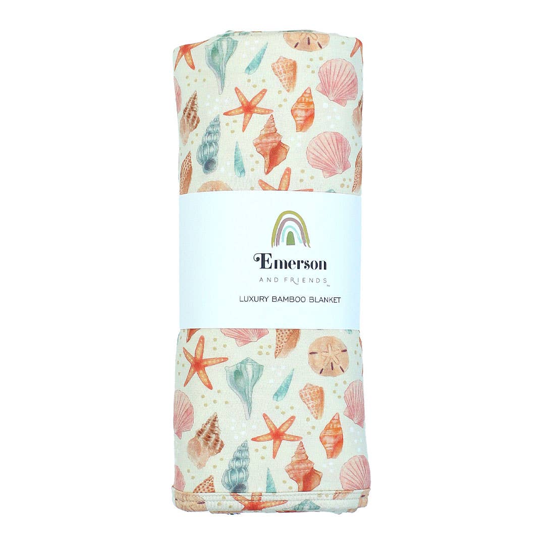Sandy Seashells Luxury Bamboo Blanket