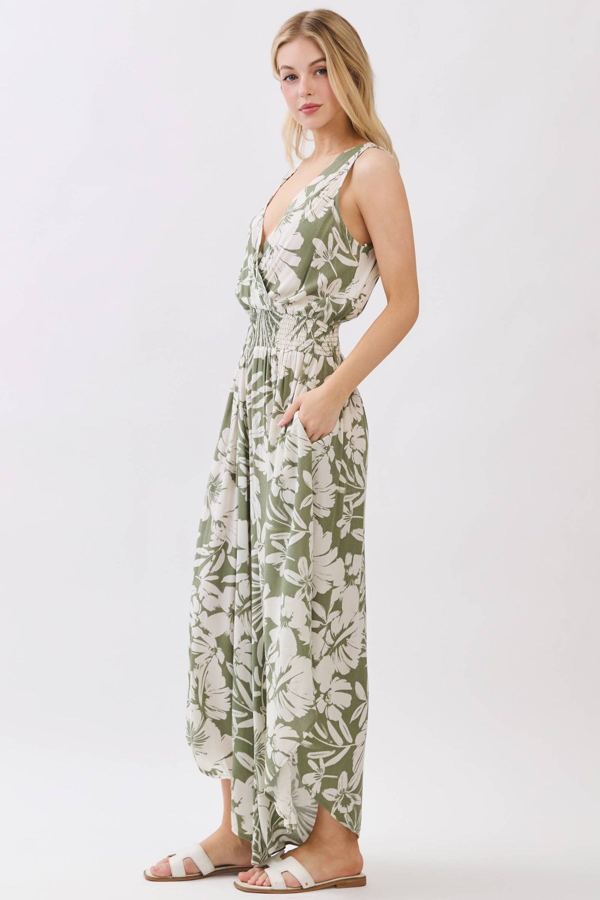 Olive Botanical Jumpsuit