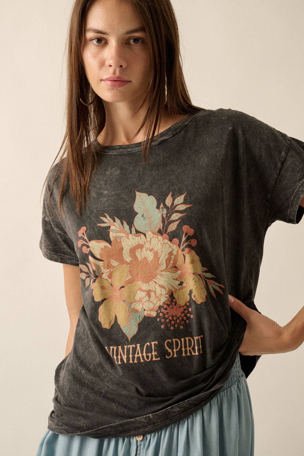 Vintage Spirit Flower Mineral Wash Graphic Tee
