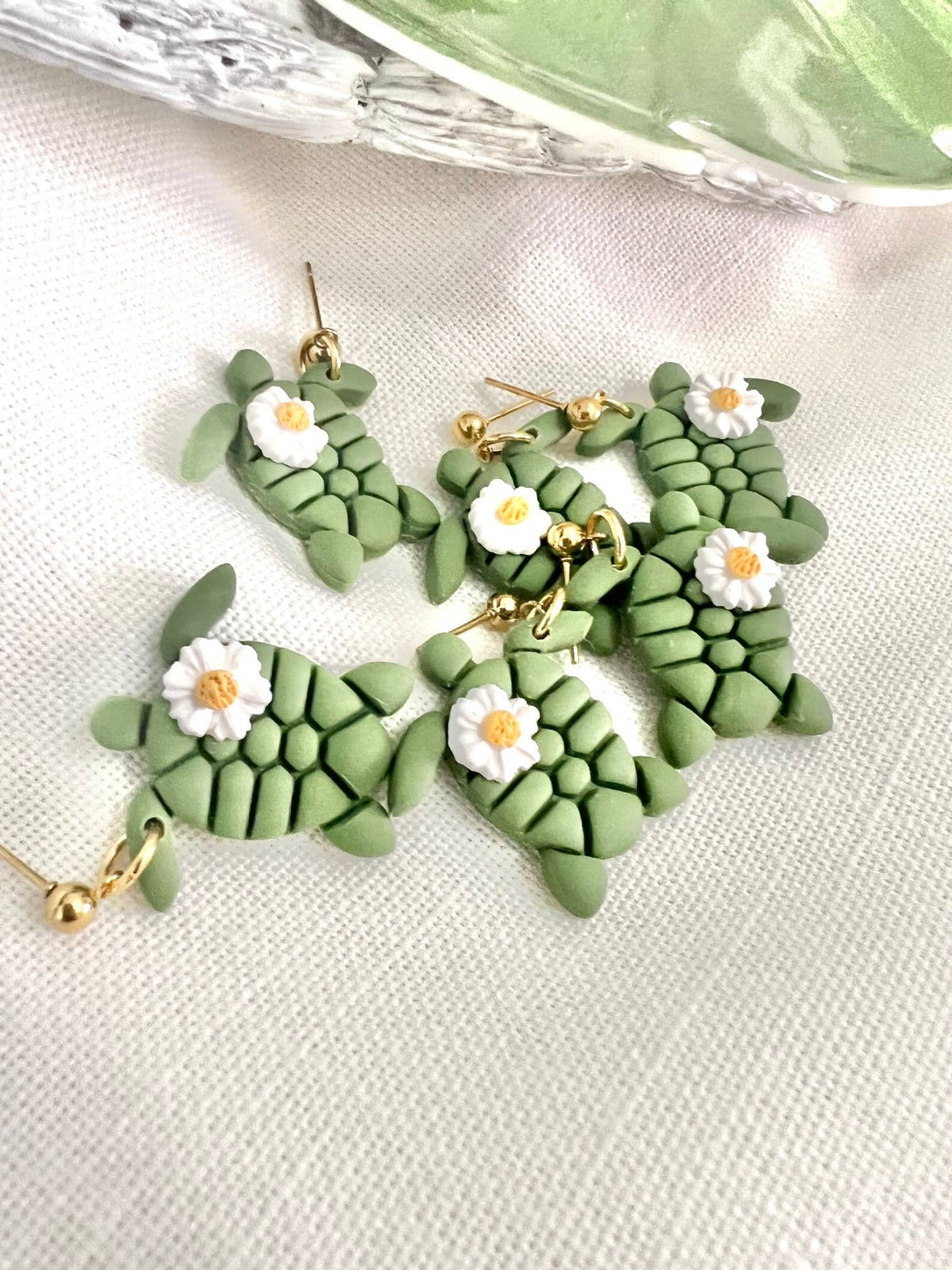 succulent turtle clay Polymer Clay Turtle Earrings