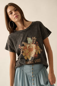 Vintage Spirit Flower Mineral Wash Graphic Tee