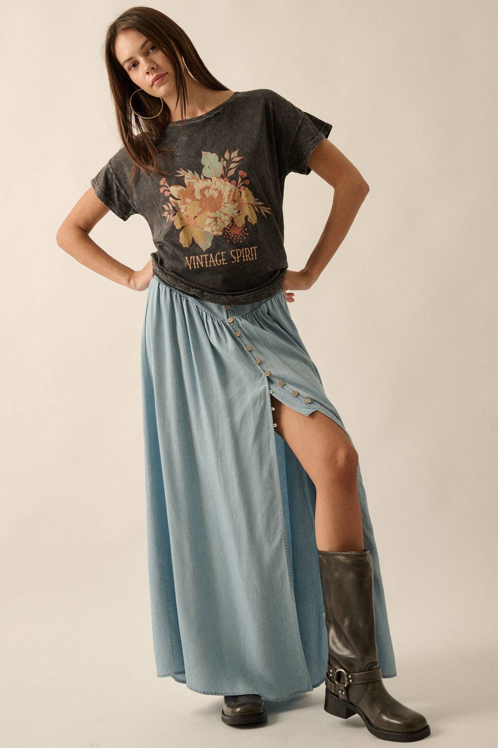 Vintage Spirit Flower Mineral Wash Graphic Tee