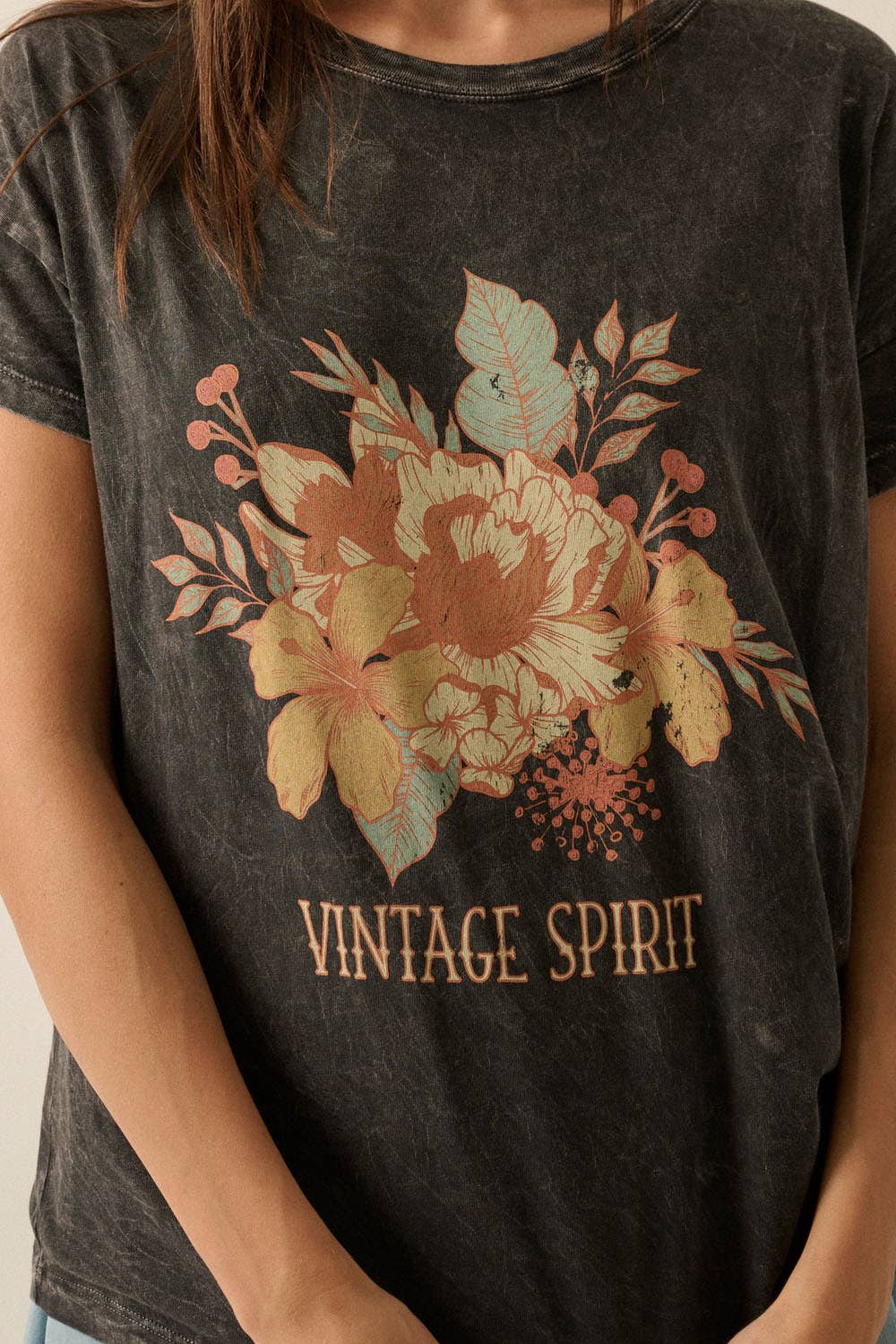 Vintage Spirit Flower Mineral Wash Graphic Tee
