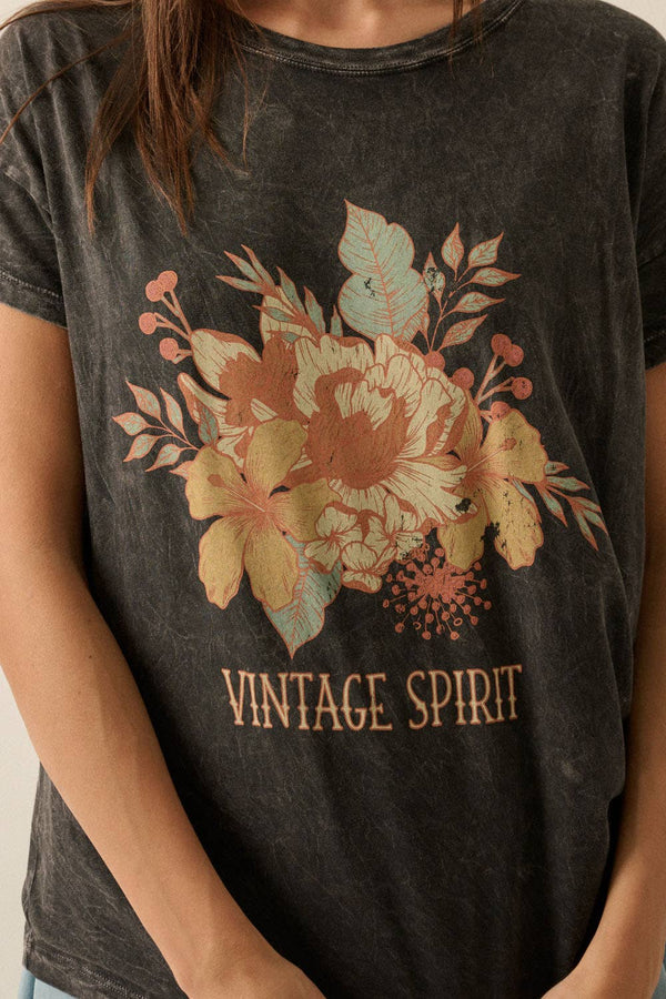 Vintage Spirit Flower Mineral Wash Graphic Tee