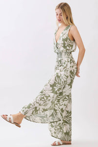 Olive Botanical Jumpsuit