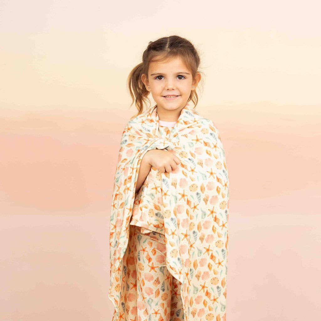 Sandy Seashells Luxury Bamboo Blanket