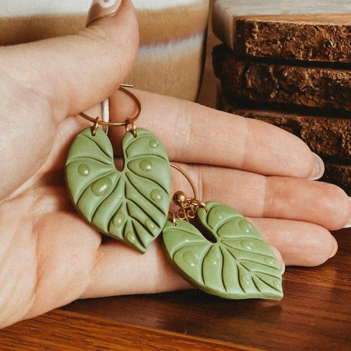 earring philodendron Philodendron Clay Earrings – The Banyan Tree Garden & Boutique