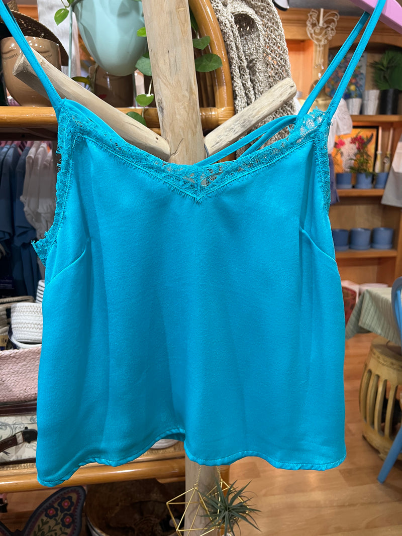 Turquoise Silky Tank Top