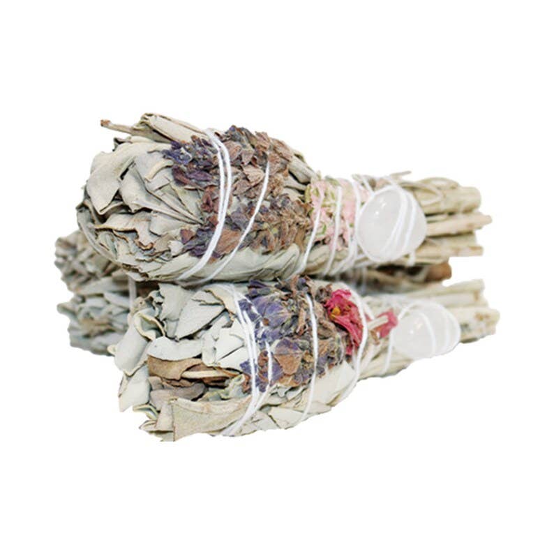 Sage Torch Smudge Sticks with Lavender Flowers