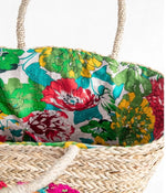 Embroidered Straw Tote